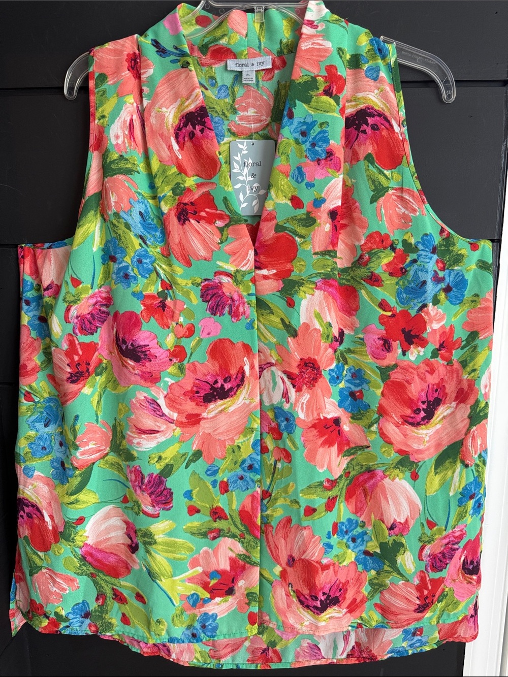 Floral and Ivy V-Neck Blouse XL